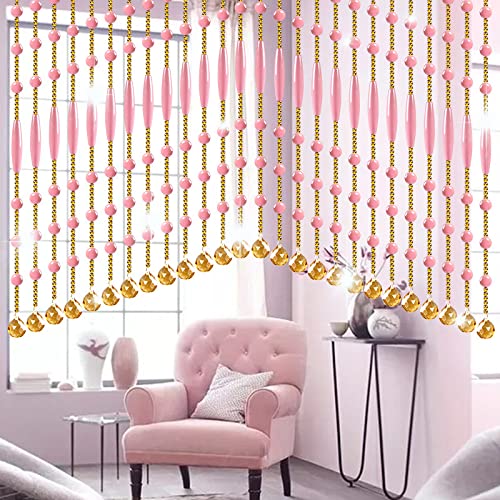 Boho Arched Crystal Beaded Door Curtain - Decorative Beaded Partition for Doorways, Living Room & Bedroom | Elegant Room Divider for Home Decor & Boho Style Interiors