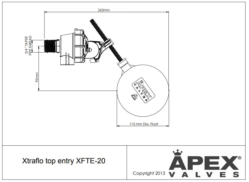 Apex Top Entry Xtraflo Armless High Flow Automatic Trough Valve – Full Flow, Backflow Prevention for Large Troughs (Max 1200LPM) – Ideal for Livestock Watering Systems, Agricultural Irrigation & Industrial Applications