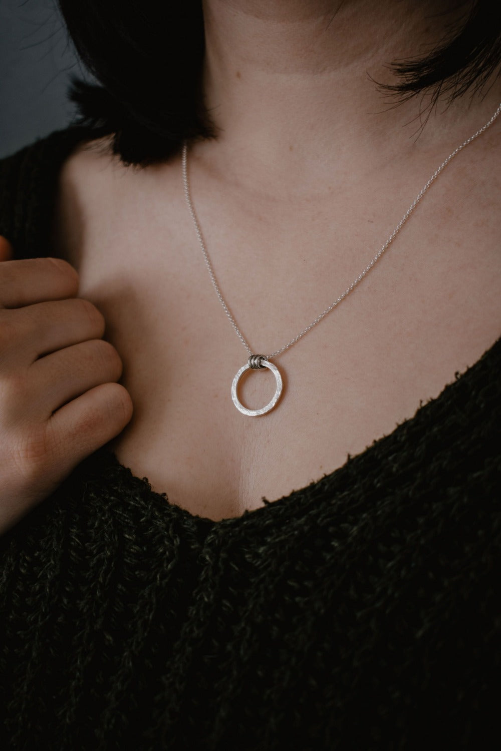 Full Moon Textured Circle Necklace for Women - Boho Moon Pendant Jewelry - Perfect for Layering, Everyday Wear & Gift Giving