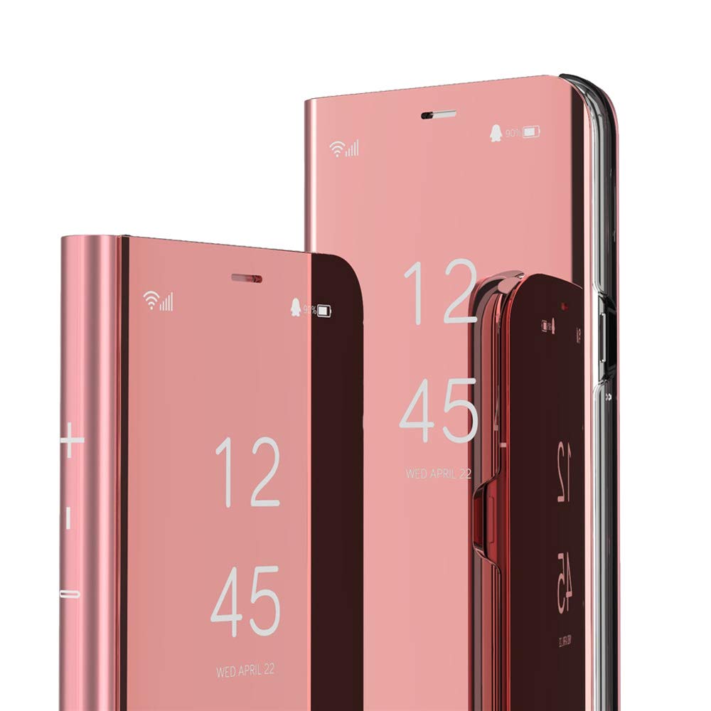 MEMAXELUS Glitter Mirror Flip Phone Case for Samsung Galaxy Note 8 - Rose Gold Plating, 360° Full Body Protection, Shockproof Stand Cover (Perfect for Makeup, Selfies & Everyday Use)