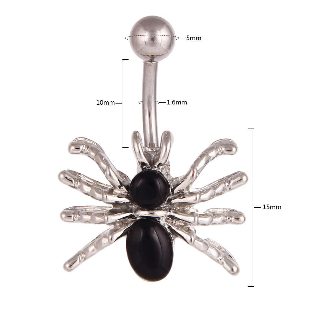 Hypoallergenic Spider Belly Button Rings - Surgical Steel Body Jewelry for Women | UZ177 | Perfect for Piercing Healing, Everyday Wear & Alternative Fashion