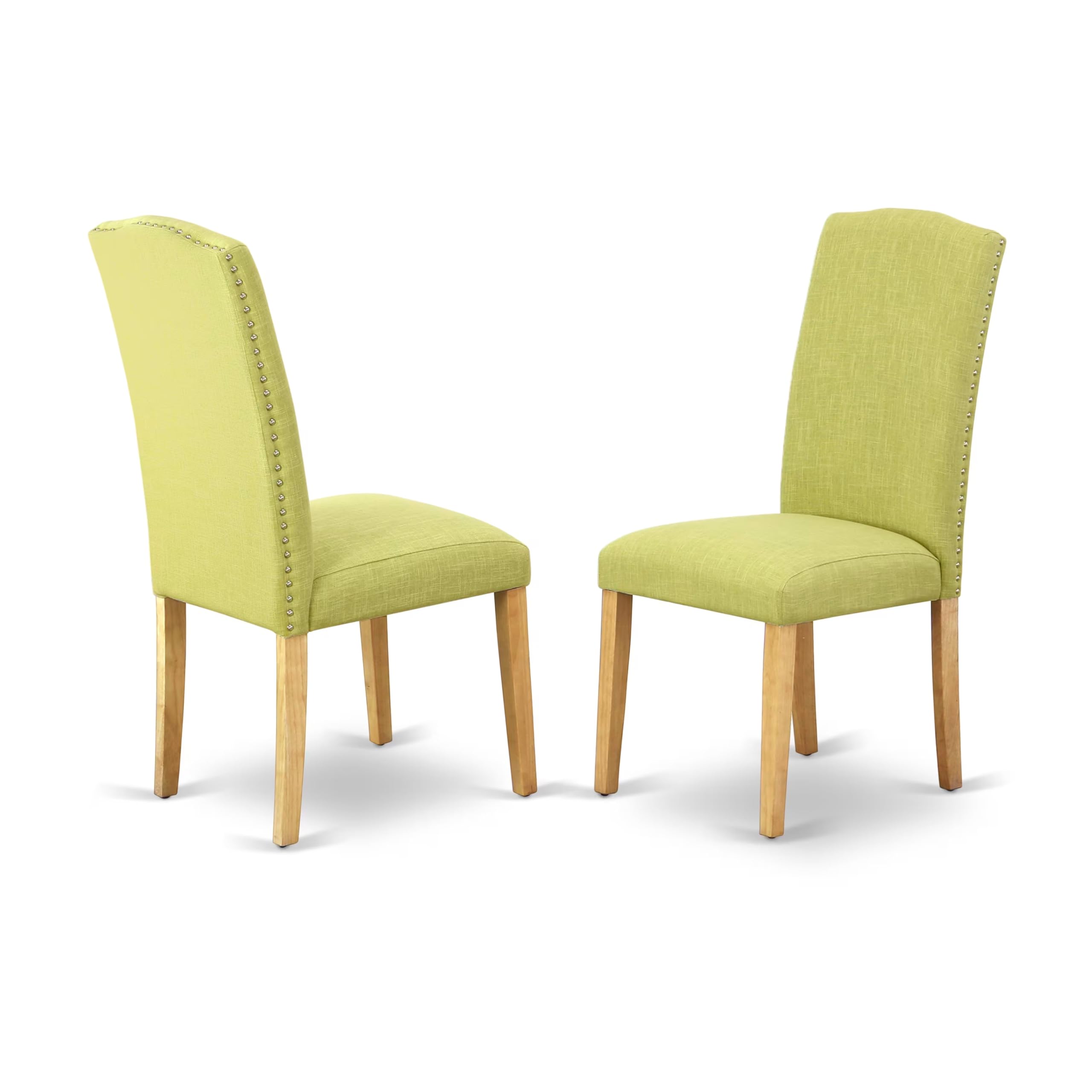 East West Furniture 3-Piece Kitchen Table Set - Round Oak Dining Table with Pedestal Base & 2 Limelight Linen Fabric Parson Chairs, 36x36 Inch - Perfect for Small Spaces, Breakfast Nooks & Cozy Dining Areas