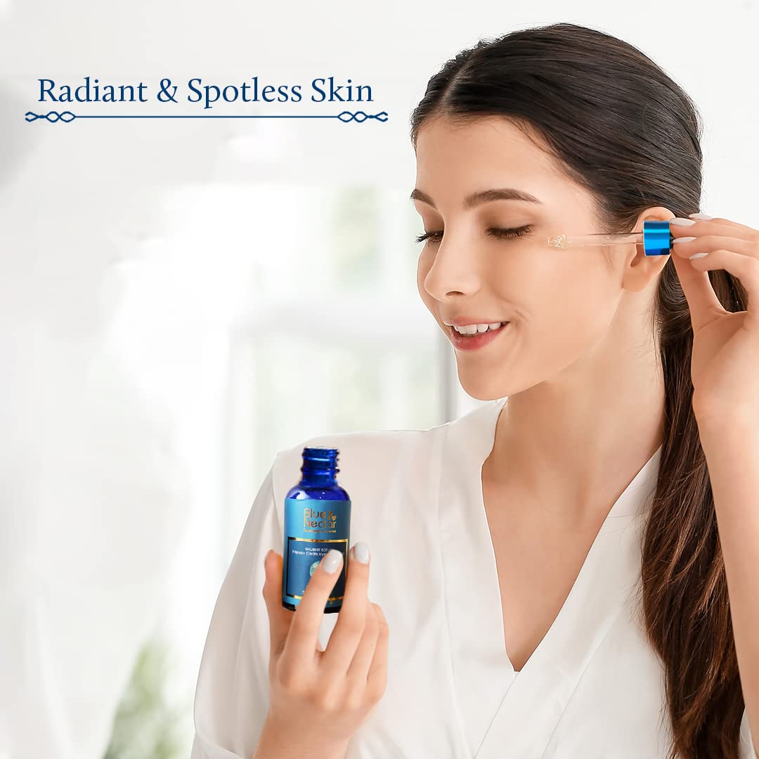 Blue Nectar Vitamin C Face Serum (1 Fl Oz) & Vitamin E Cream (1.7 Fl Oz) - Honey Aloe Vera Detan Face Wash (3.38 Fl Oz) - Walnut Gel Face Scrub (1.7 Fl Oz) - Shubhr Rose Toner (3.4 Fl Oz) | Complete Skincare Set for Glowing Skin | Morning & Night Routine, Anti-Aging & Hydration