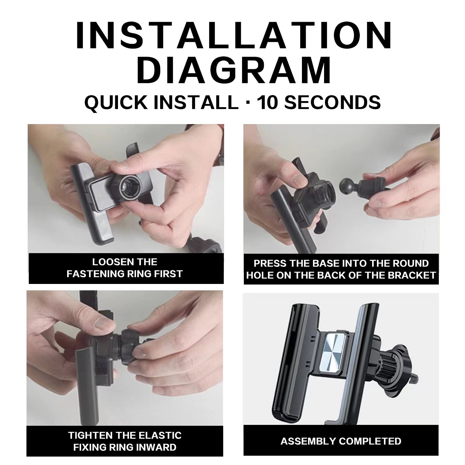Upgraded Car Vent Phone Holder - Secure Clip, 360° Rotation for All Smartphones - Perfect for Hands-Free Driving (Silver)