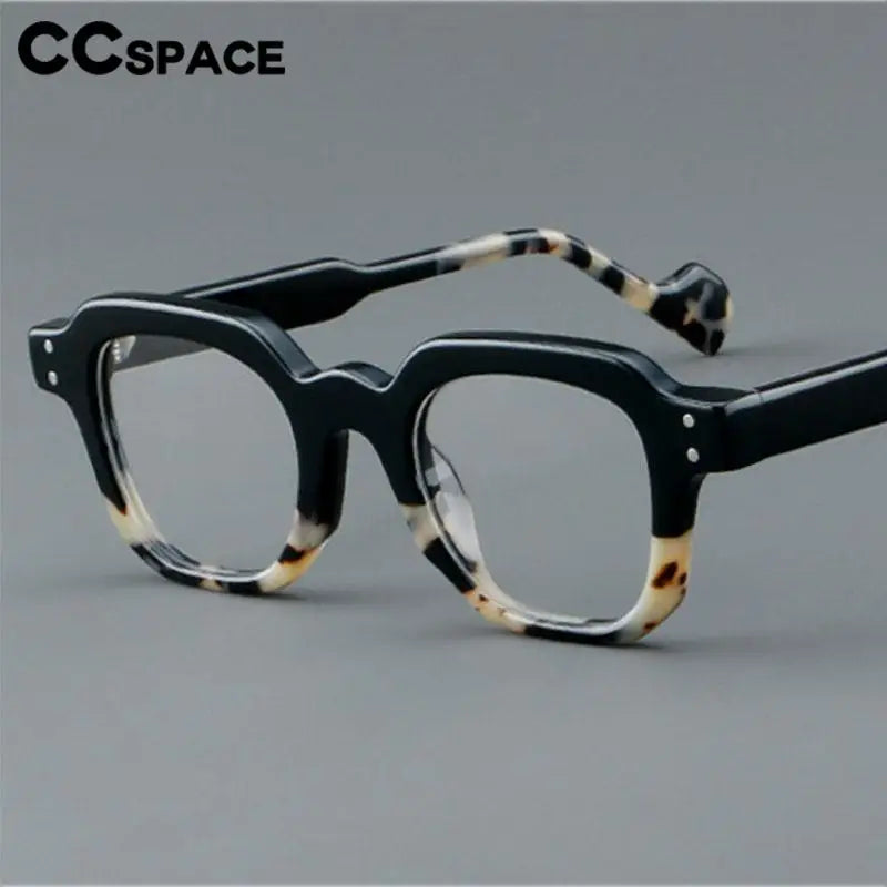 CCspace Unisex Full Rim Square Acetate Eyeglasses 57287 - Lightweight & Durable Frame for Men & Women - Perfect for Reading, Working & Fashion Accessories