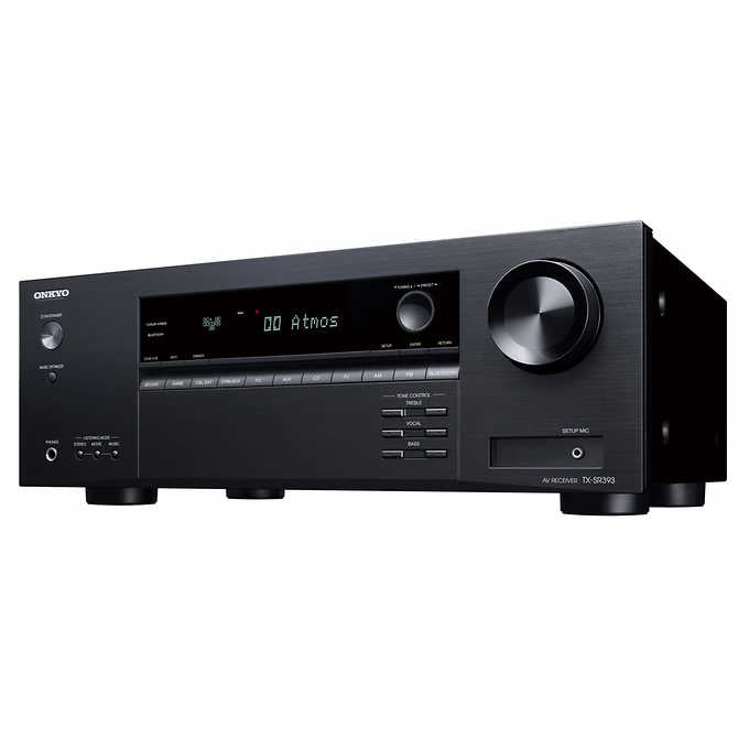 Onkyo TX-SR393 80W 5.2 Channel Dolby Atmos AV Receiver for Home Theater & Surround Sound System - Perfect for Movies, Gaming & Music Listening