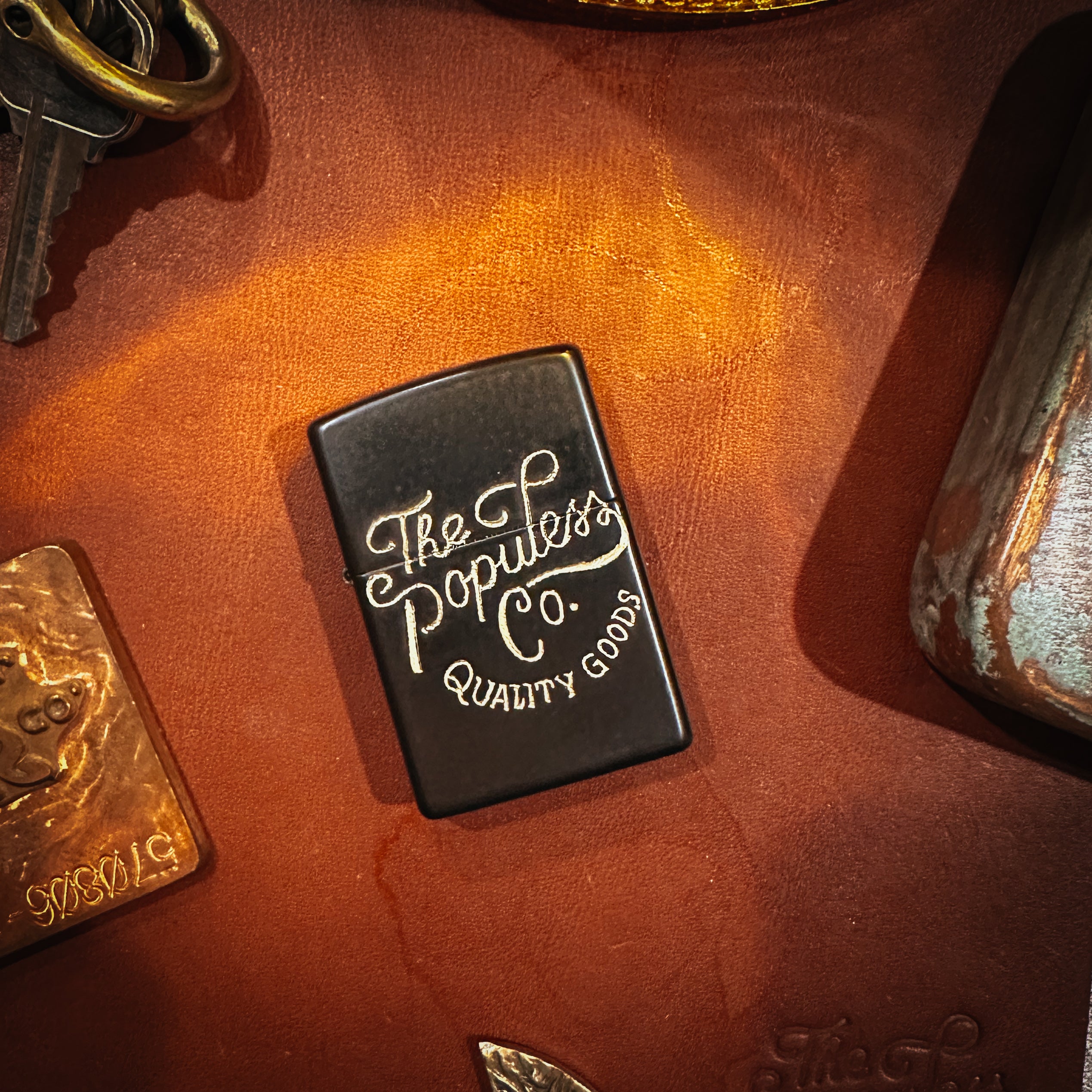 BROOKHAYL x POPULESS Limited Edition Hand Engraved Zippo® Lighter 005 - Black Matte Finish | Perfect for Collectors, Gifts & Everyday Carry
