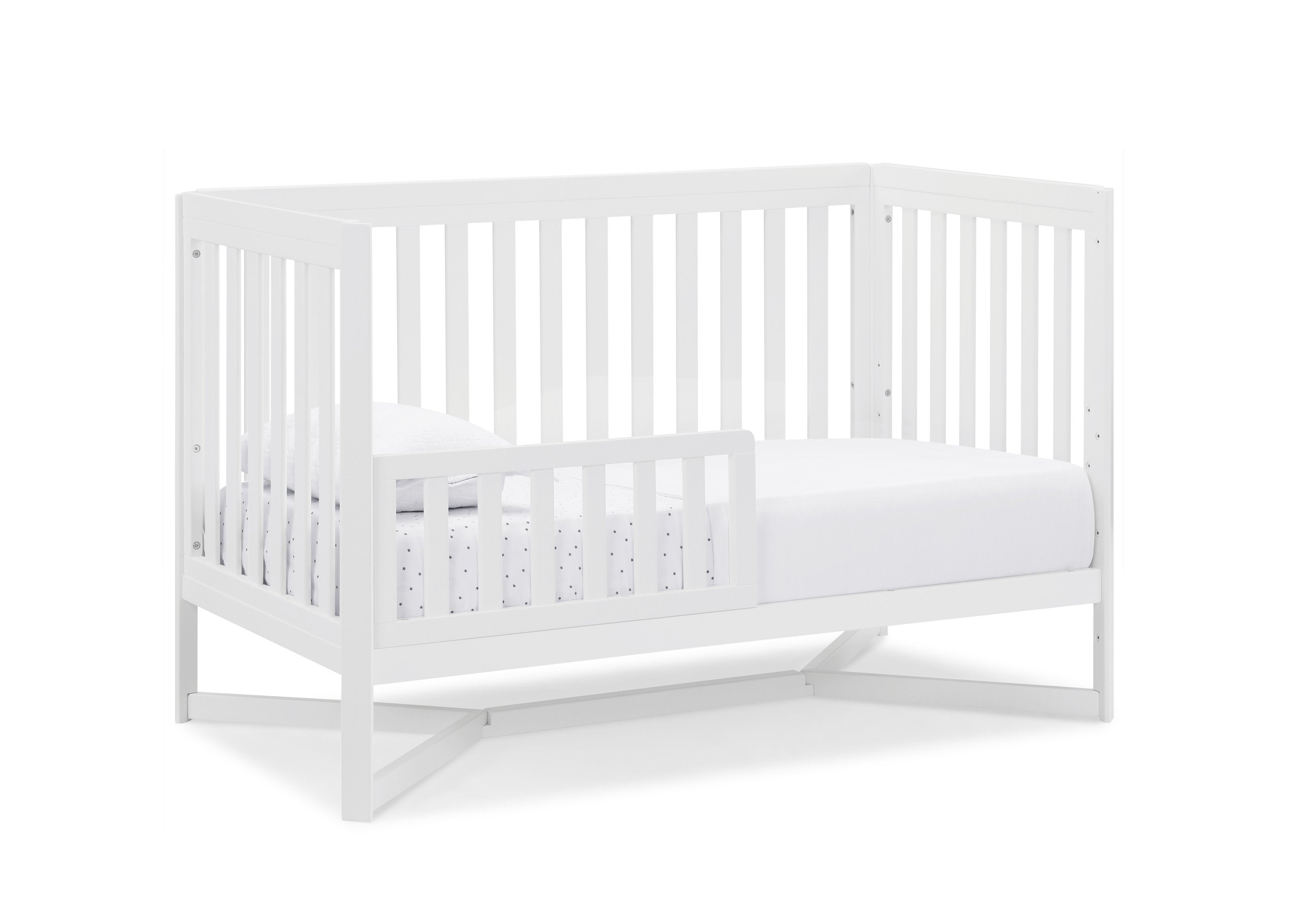 Tribeca 4-in-1 Convertible Baby Crib - White Nursery Furniture for Newborn to Toddler Bed - Perfect for Modern Nursery Rooms & Daycare Centers