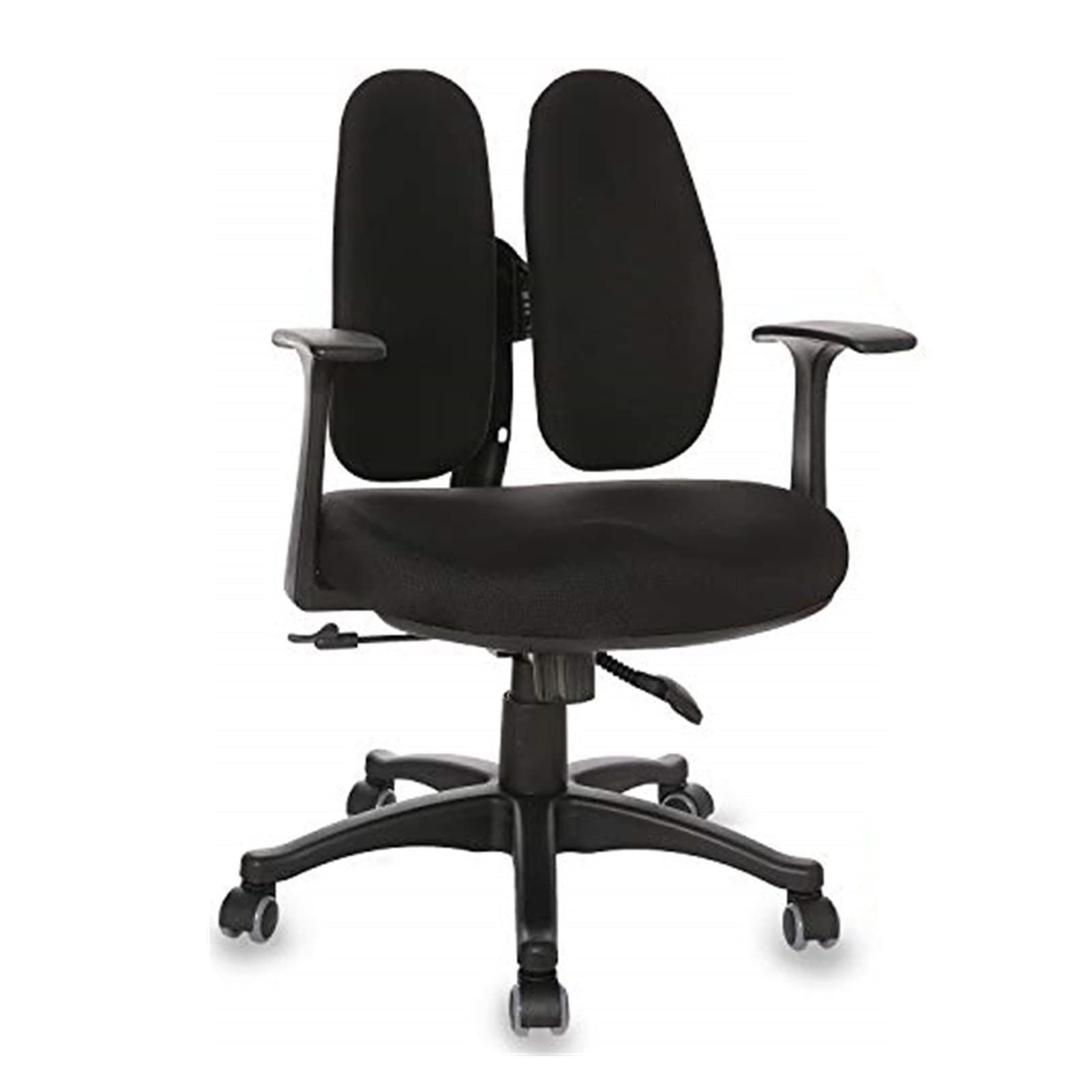 Ergonomic Office Chair with Adjustable Lumbar Support - High Back Computer Desk Chair with Swivel & Anti-Fatigue PP Seat for Home Office, Study Room & Gaming - Black