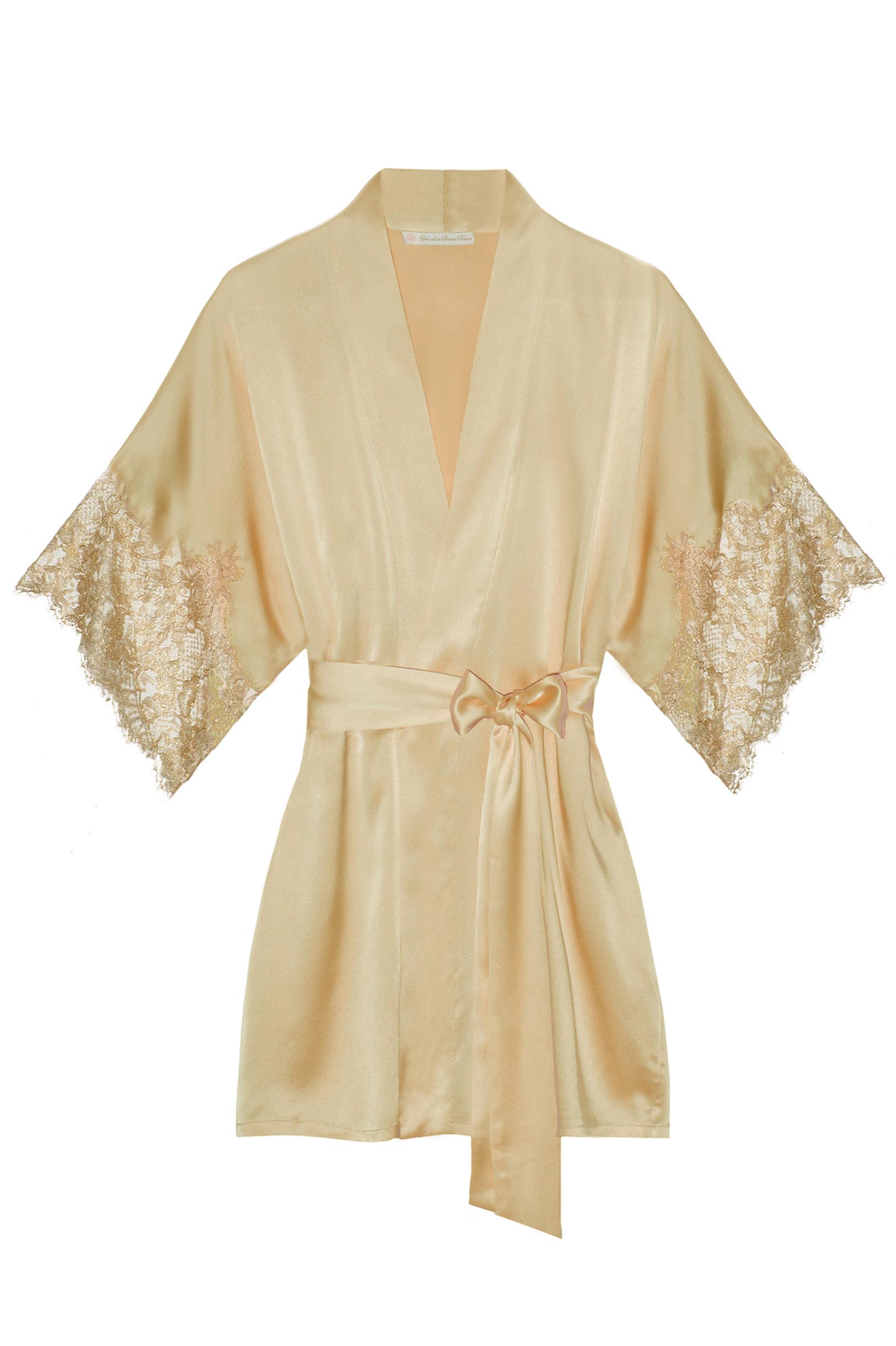 Luxury Tara Gilded Sleeve Silk Kimono Robe - Elegant Women's Loungewear for Spa, Bridal Shower & Boudoir Photography