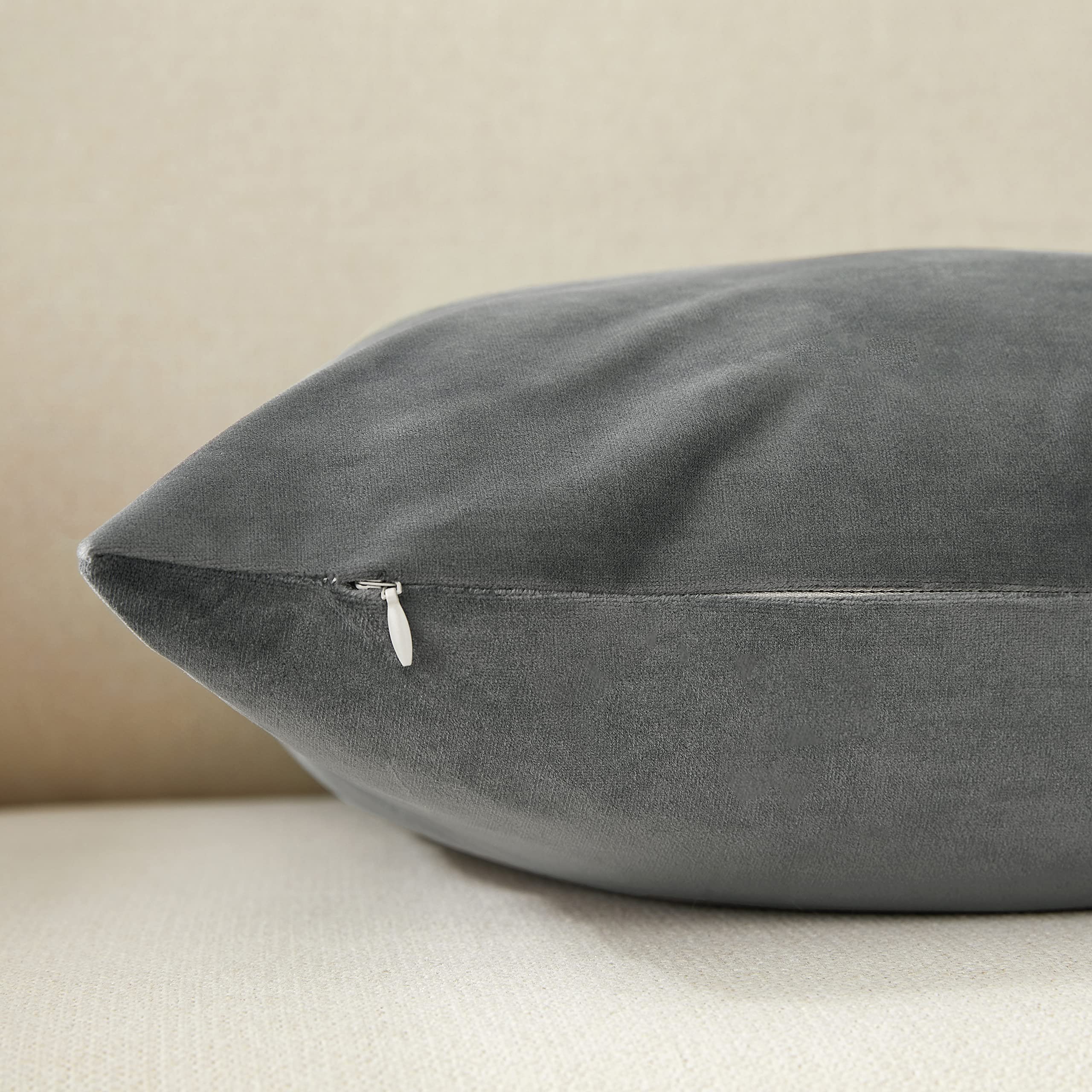 Premium Set of 2 Dark Grey Velvet Pillow Covers 18x18 Inches - Soft Decorative Throw Pillow Cases for Sofa, Couch, Bed & Home Decor - Perfect for Living Room, Bedroom & Cozy Home Styling