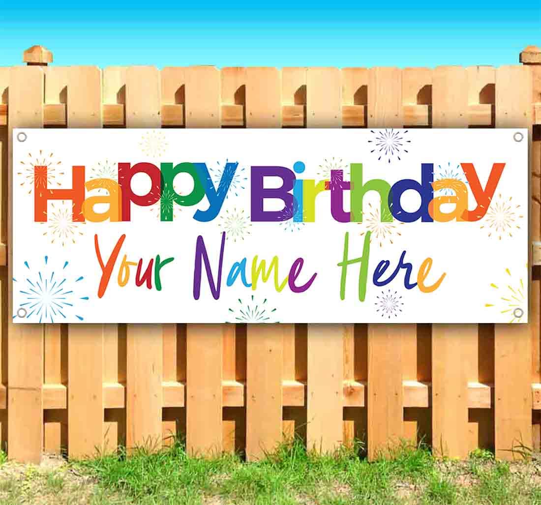 Custom Happy Birthday Banner - Heavy-Duty 13oz Vinyl with Metal Grommets | Single-Sided Party Decoration for Birthdays, Celebrations & Gifts | Perfect for Indoor & Outdoor Events