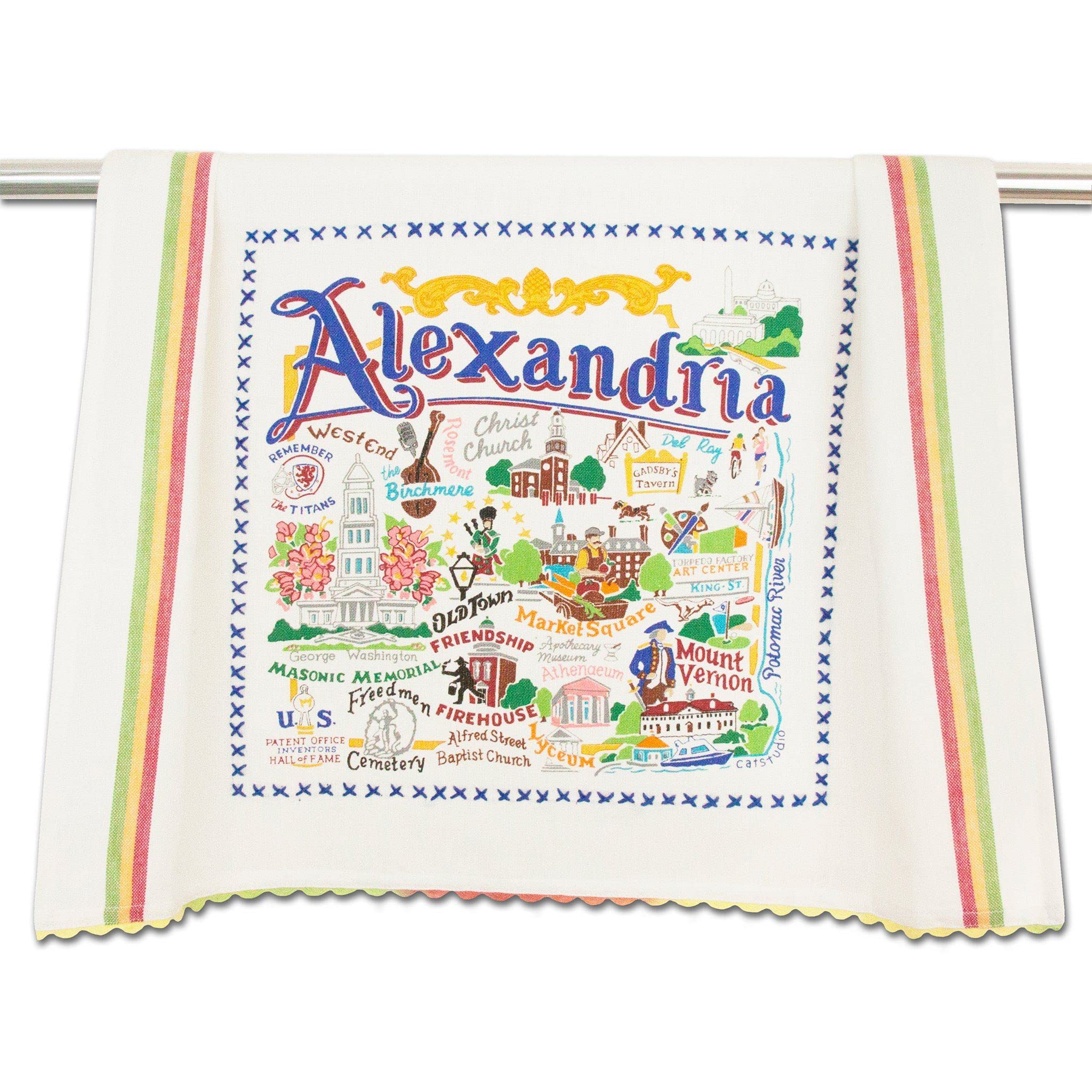 Catstudio Alexandria Dish & Hand Towel Set - Absorbent Cotton Kitchen, Bar & Bath Towels - Perfect for Drying Dishes, Glassware & Hands