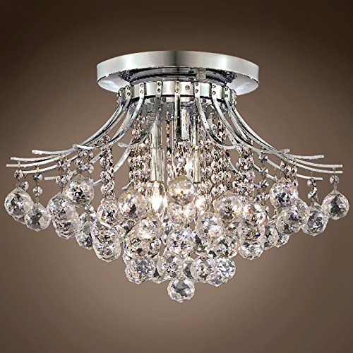 6-Light Chrome Flush Mount Ceiling Fixture with Clear European Crystals - 19