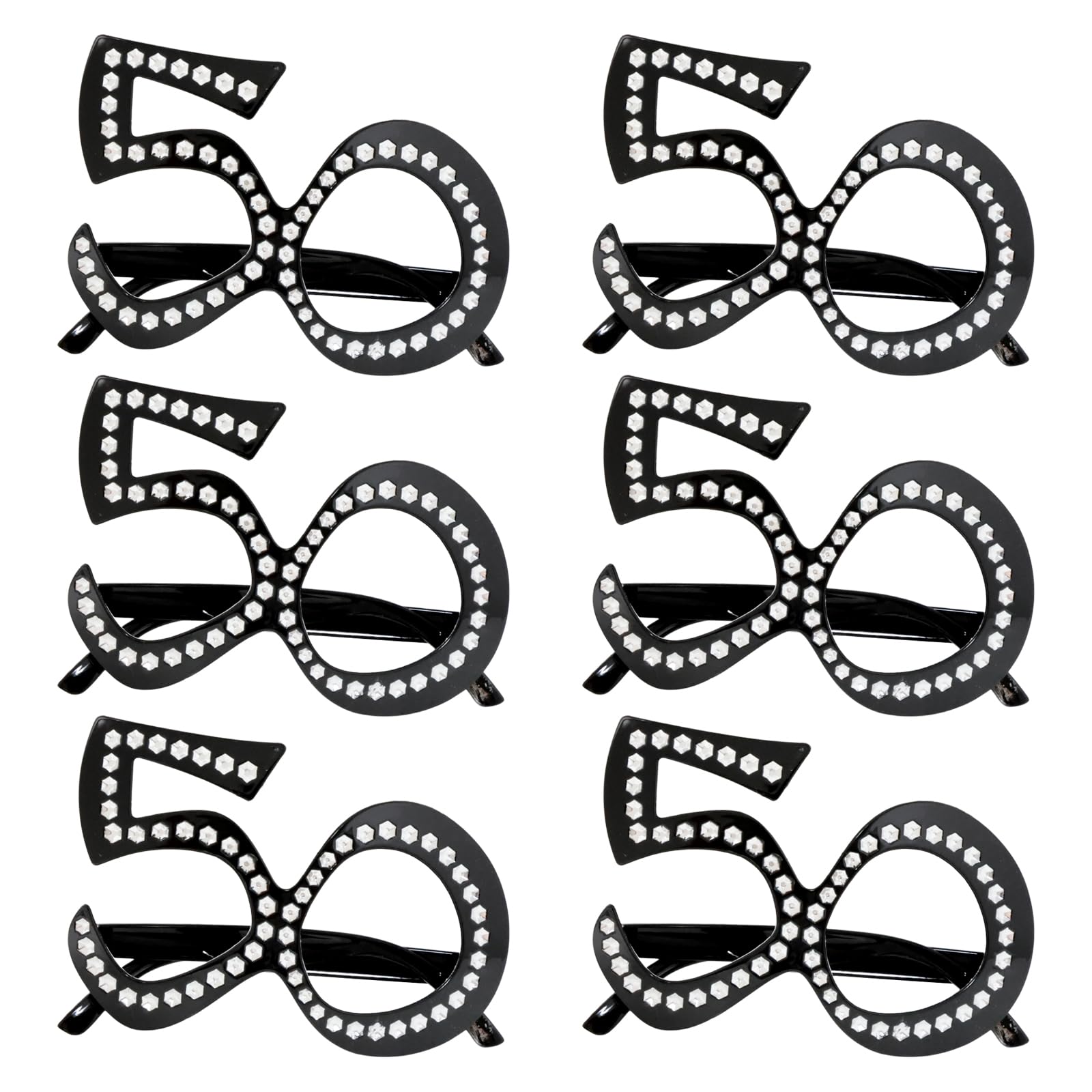 Honbay 6PCS 50th Birthday Glasses - Sparkling Rhinestone Number 50 Frames for Anniversary Party Decorations, Funny Costume & Photo Props - Perfect for 50th Birthday Celebrations, Themed Parties & Memorable Photo Shoots