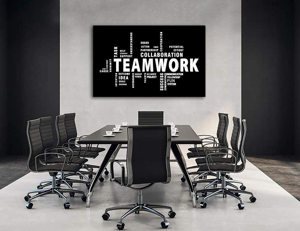 Teamwork Canvas Wall Art - Large Framed Motivational Quotes for Office & Home Decor - Inspirational Posters Ready to Hang | Perfect for Living Room, Bedroom & Workspace