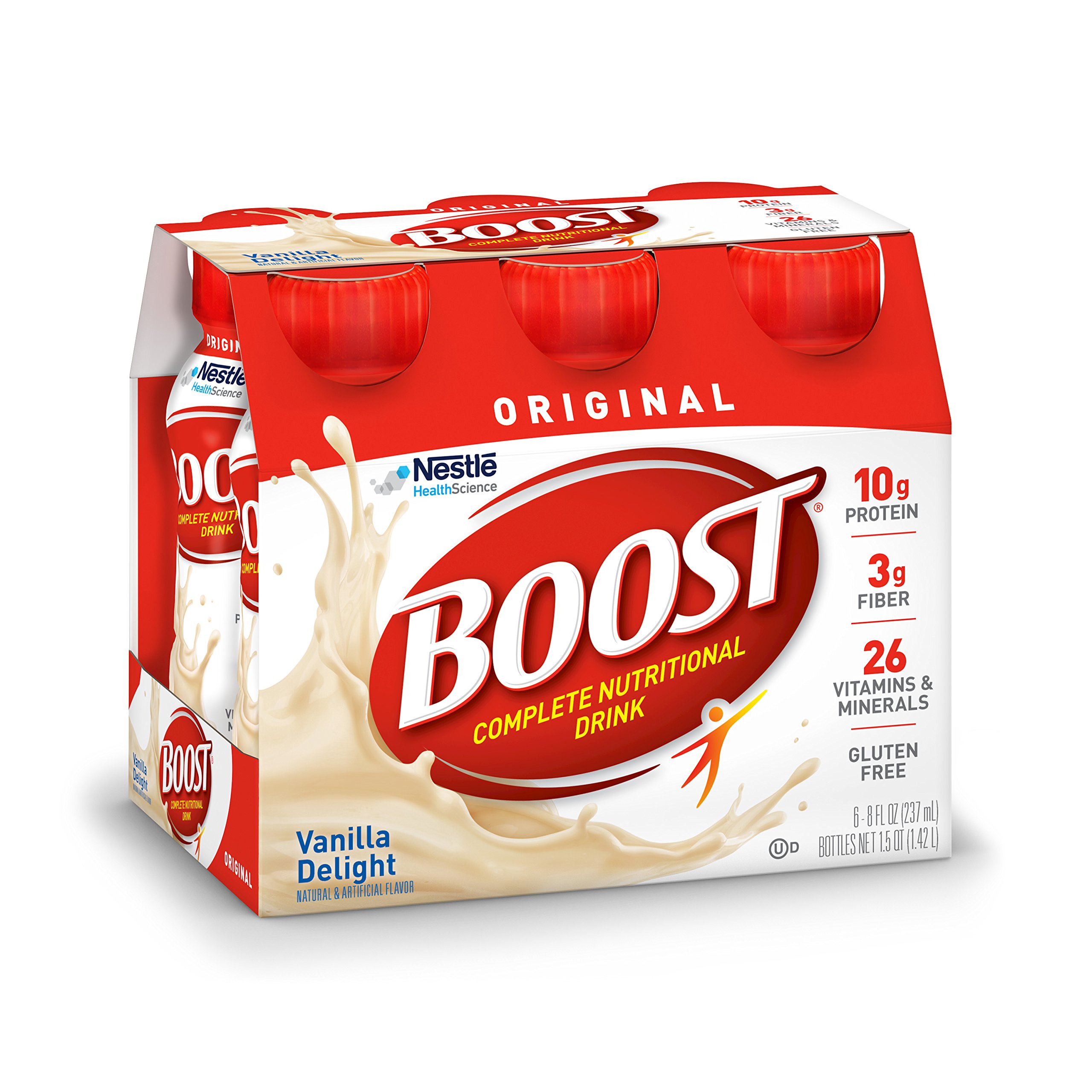 Boost Nutritional Energy Drink - Vanilla Flavor, 8oz Bottles (24 Pack) | Natural Energy Boost for Workouts, Study & Active Lifestyles