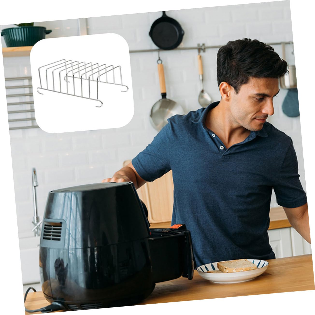 FELTECHELECTR Electric Fryer Bread Rack Toast Grill Accessory - Compatible with Air Fryers & Toaster Ovens | Perfect for Baking, Grilling & Toasting Bread, Bagels & Pastries | Kitchen Accessories for Home Cooking & Meal Prep