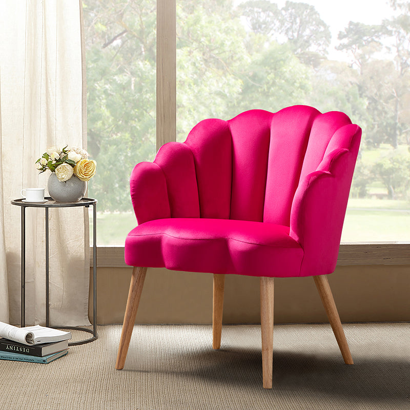 Ariel Scalloped Velvet Armchair - Luxurious Velvet Upholstered Accent Chair for Living Room, Bedroom & Office - Elegant Home Decor Furniture for Comfortable Seating