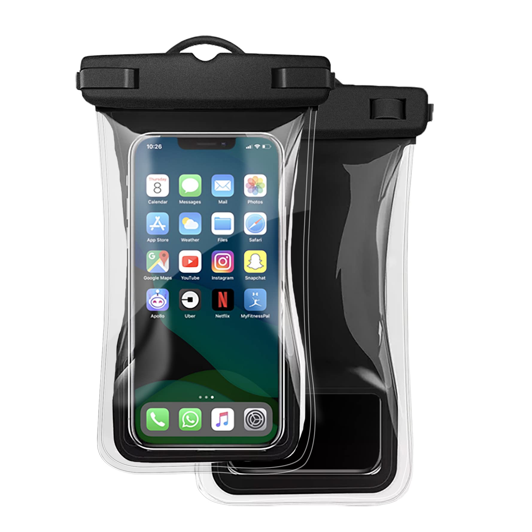 2-Pack Floating Waterproof Phone Pouch for iPhone & Samsung - Patented Air Chamber Dry Bag for Beach, Pool, Boating (Fits iPhone 13/14 Pro Max & Galaxy S22/S23 Ultra) - Perfect for Swimming, Kayaking & Water Sports