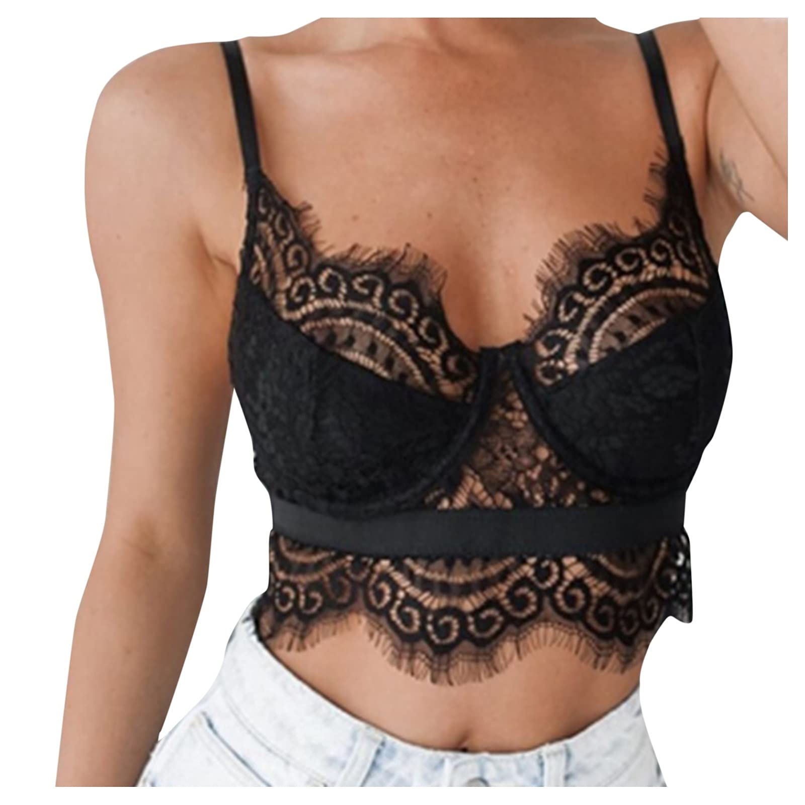 Lace Bra for Women - Sexy Lingerie with Ribbon Detailing, Comfortable Underwear & Camisole - Perfect for Date Nights, Boudoir, and Special Occasions