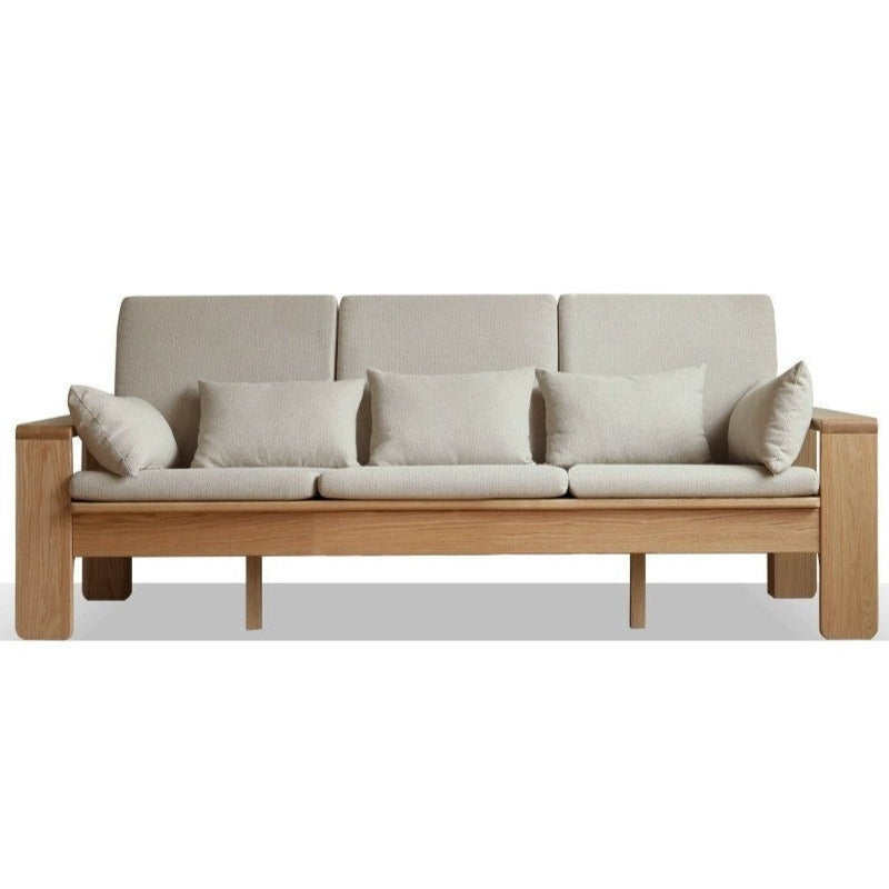 Modern Nordic Fabric Sofa - Solid Oak Wood Frame - Stylish & Durable Living Room Furniture for Small Spaces & Apartments