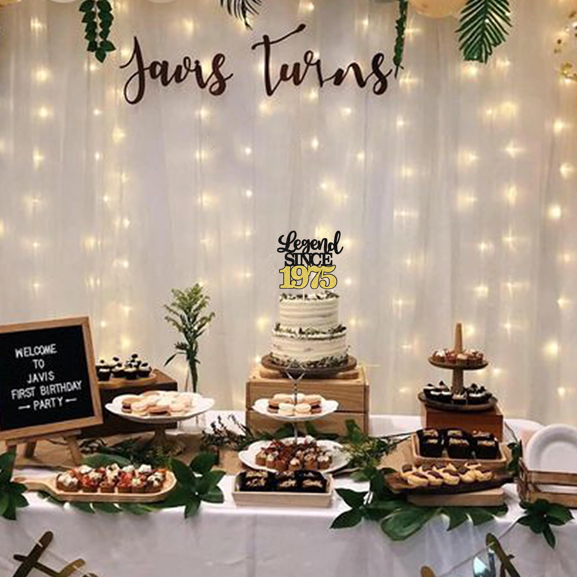 1 PCS Legend Since 1975 Black Gold Glitter 50th Birthday Cake Topper - Happy 50th Birthday Cake Decoration for Anniversary Party, Wedding, Cheers to 50 Years - Perfect for 50th Birthday Celebrations, Golden Jubilee Events & Milestone Party Decor