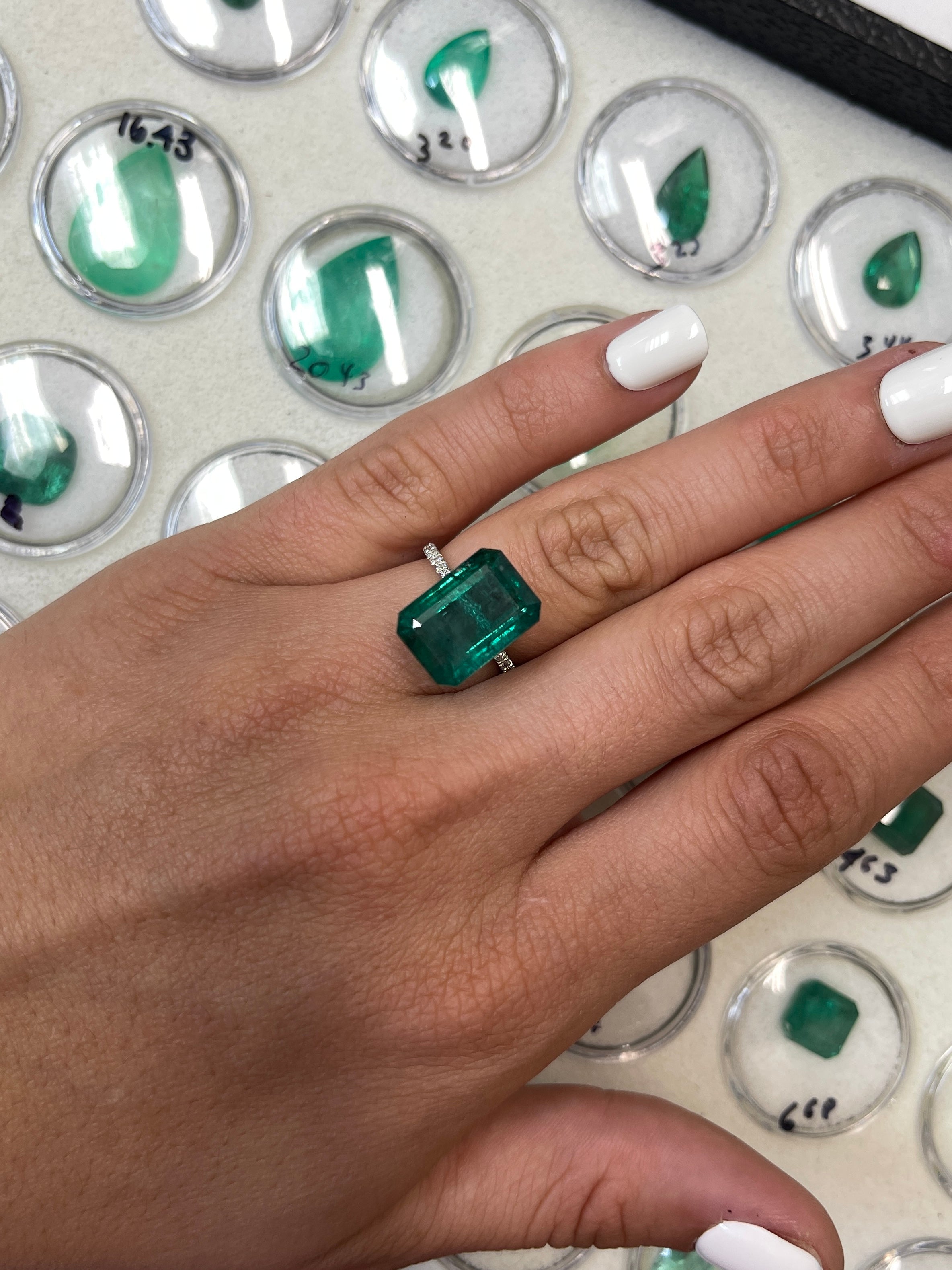 10.99 Carat Natural Zambian Emerald - 15x11mm Elongated Deep Green Loose Gemstone for Jewelry Making & Engagement Rings
