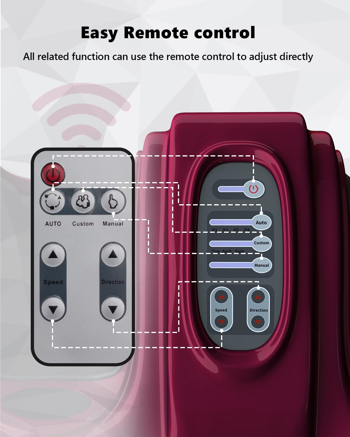 ARLIME Shiatsu Foot Massager with Remote Control - Deep Kneading for Pain Relief, Plantar Fasciitis, Improved Blood Circulation - 4 Massage Modes for Calf, Leg & Ankle (Burgundy) | Perfect for Home Relaxation, Office Stress Relief & Post-Workout Recovery