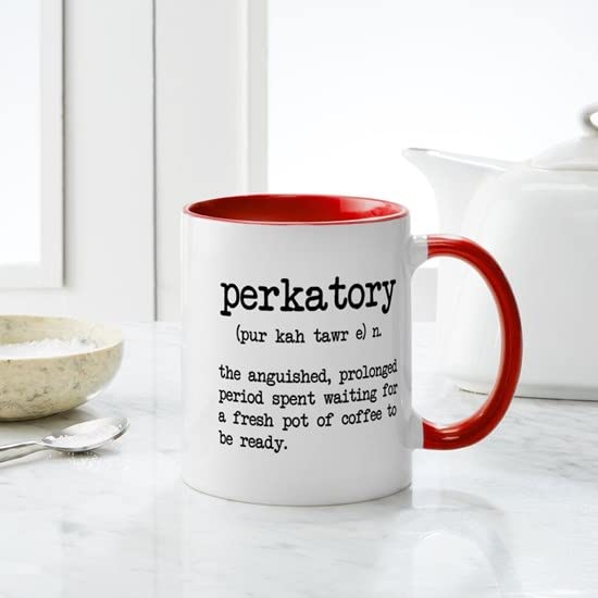 Perkatory 11 oz (325 ml) Ceramic Coffee Mug - Funny Novelty Gift for Coffee Lovers, Perfect for Home, Office & Gifts