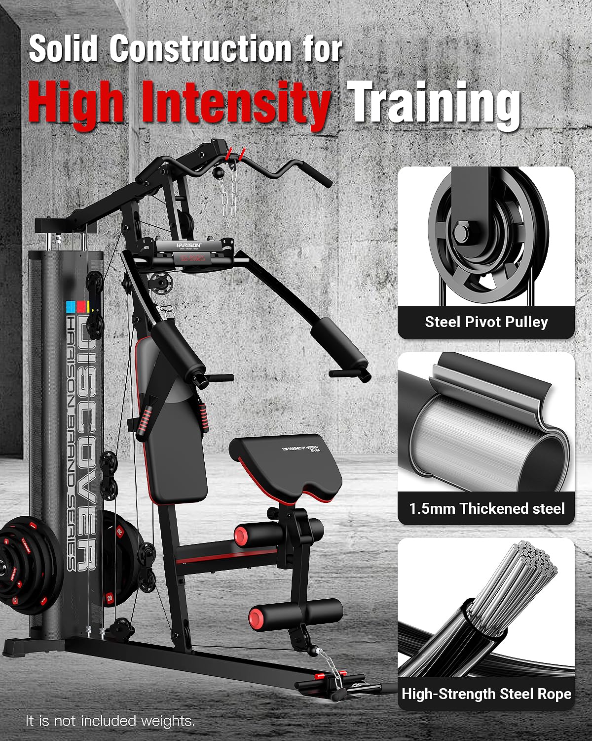 HARISON Home Gym - Full Body Workout Equipment with Pulley System, Weight Bench, Leg Press & Rowing Machine | Multifunctional Fitness Equipment for Home Use | Perfect for Strength Training, Cardio & Muscle Building at Home