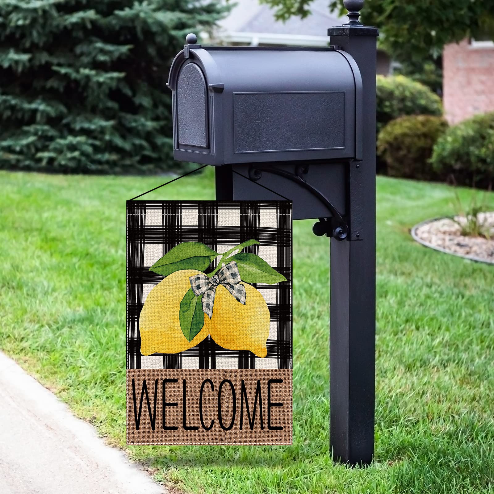 12.5 x 18 Inch Waterproof Double-Sided Buffalo Check Lemon Garden Flag - Rustic Farmhouse Outdoor Decoration for Yard, Lawn & Patio | Summer Welcome Sign for Porch, Garden Party & Country Home Decor