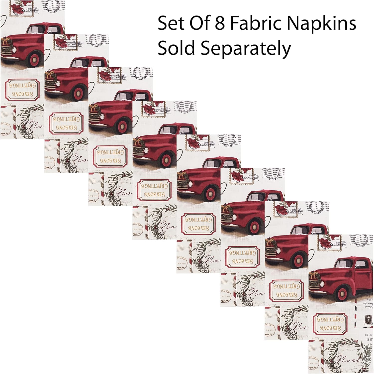 Newbridge Pine Hill Christmas Tree Farm Fabric Holiday Placemats - Set of 4 Nostalgic Retro Christmas Farm Truck Print Buffalo Check Placemats for Dining Table Decor, Seasonal Dinner Party & Cozy Winter Gatherings