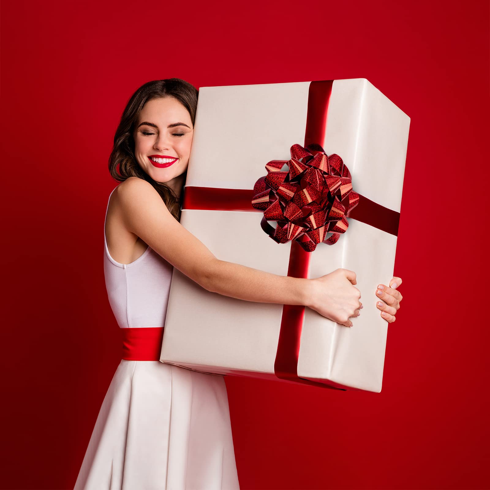 MAYPLUSS 9 Inch Red Gift Bow - Premium Decorative Ribbon for Birthday, Christmas, Holiday & Party Favors - Perfect for Gift Wrapping, Wedding Decorations & DIY Crafts