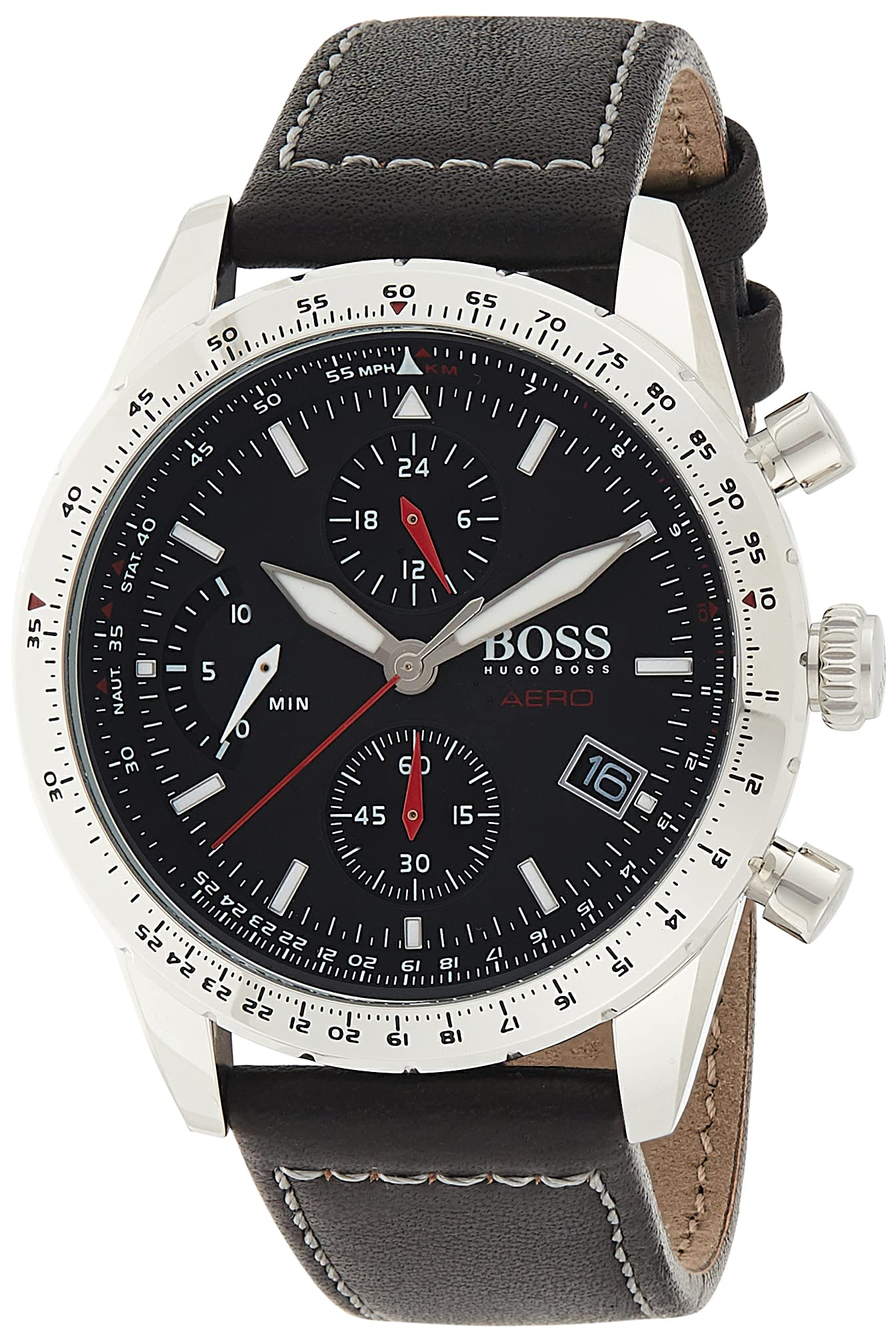Hugo Boss Men's Chronograph Quartz Watch 1513770 - Premium Leather Strap, Water Resistant, Stylish Dress Watch for Business, Office & Formal Events