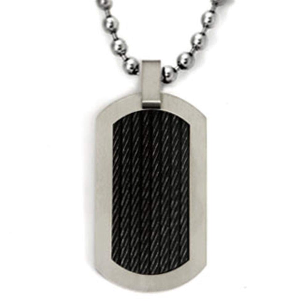 Black Titanium Steel Dog Tag Necklace with Bead Chain - Stylish Military ID Pendant for Men & Women - Perfect for Everyday Wear, Gifts, and Outdoor Activities
