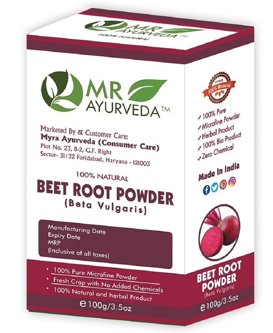 Organic Beetroot Powder for Skin, Hair & Face - 100% Pure, No Additives | Natural Beauty & Wellness Supplement | Smoothies, Juices & DIY Masks | 100g by MR Ayurveda
