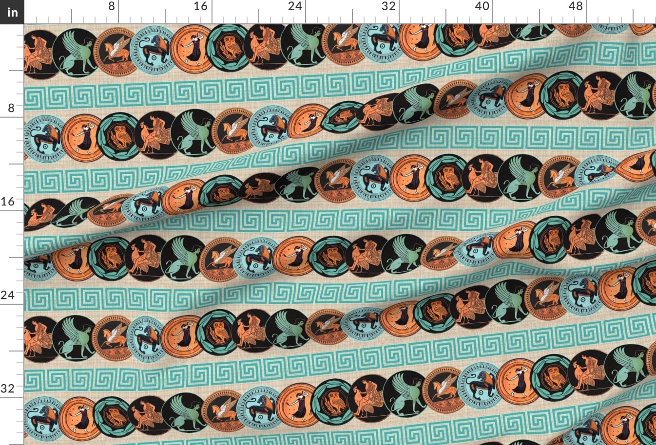 Greek Ancient Art Printed Minky Fabric Fat Quarter - Soft Plush Fabric for Sewing Baby Blankets, Quilt Backing & DIY Projects - Perfect for Nursery Decor, Gift Making & Home Crafts
