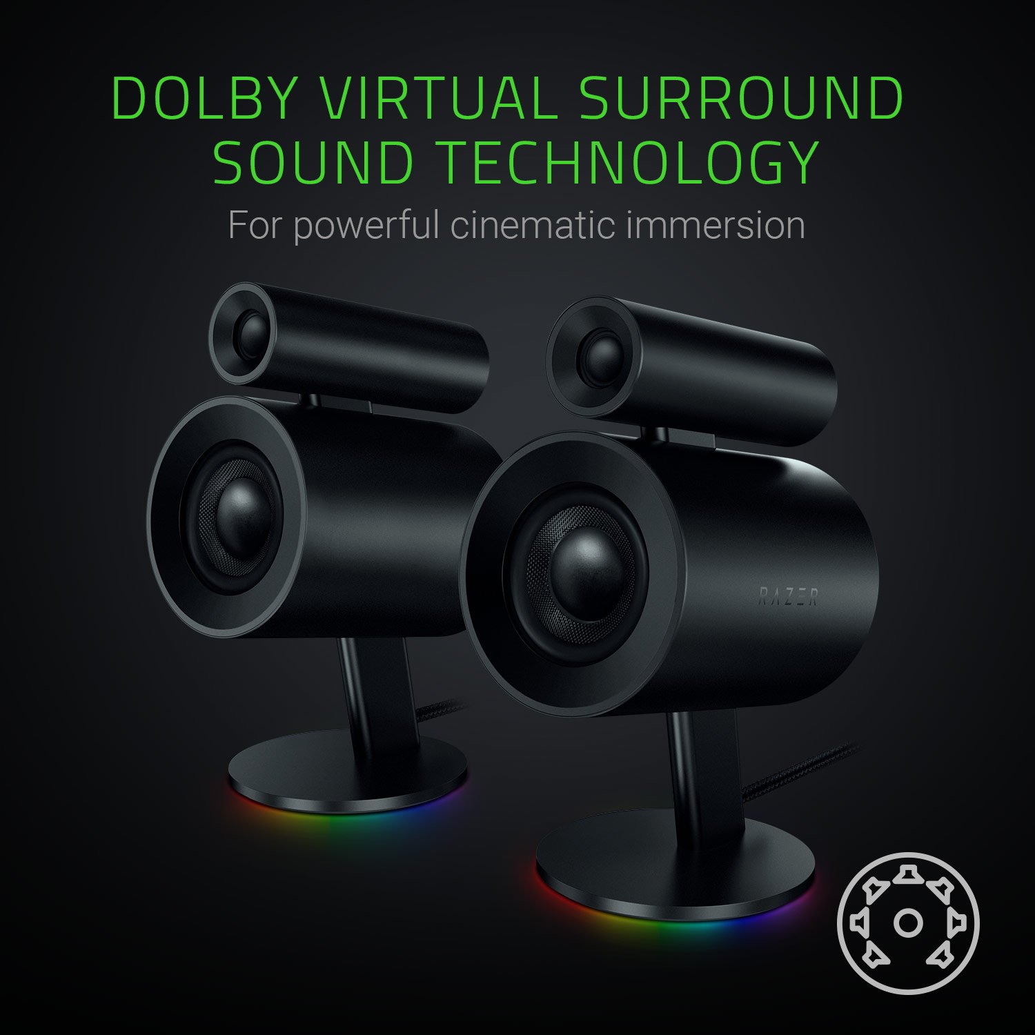 Razer Nommo Pro Premium 2.0 Gaming Speakers with USB, Bluetooth & Wireless Connectivity - Perfect for PC, PS5, Xbox Gaming & Home Theater Setup