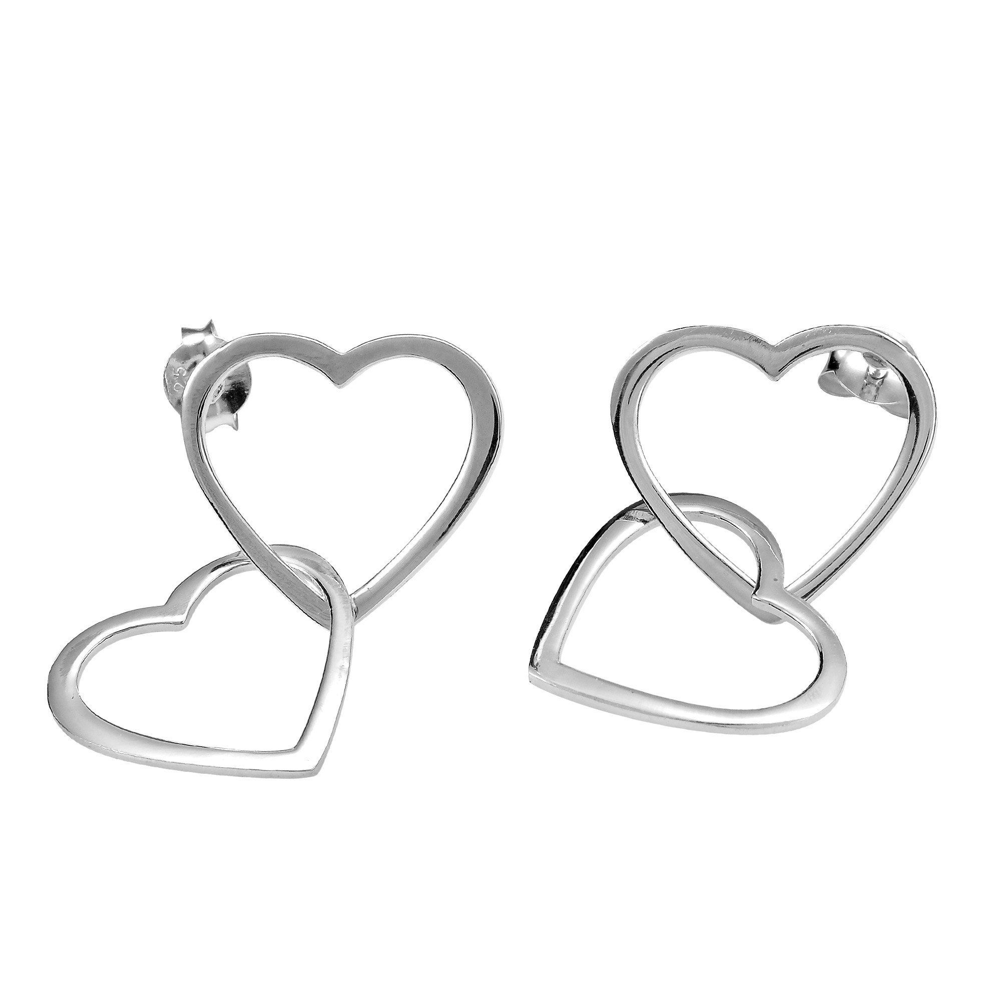 AeraVida .925 Sterling Silver Double Heart Stud Earrings for Women | Unique Tangle Heart Design | Hypoallergenic & Tarnish-Resistant | Perfect for Valentine's Day, Anniversary Gifts & Everyday Wear