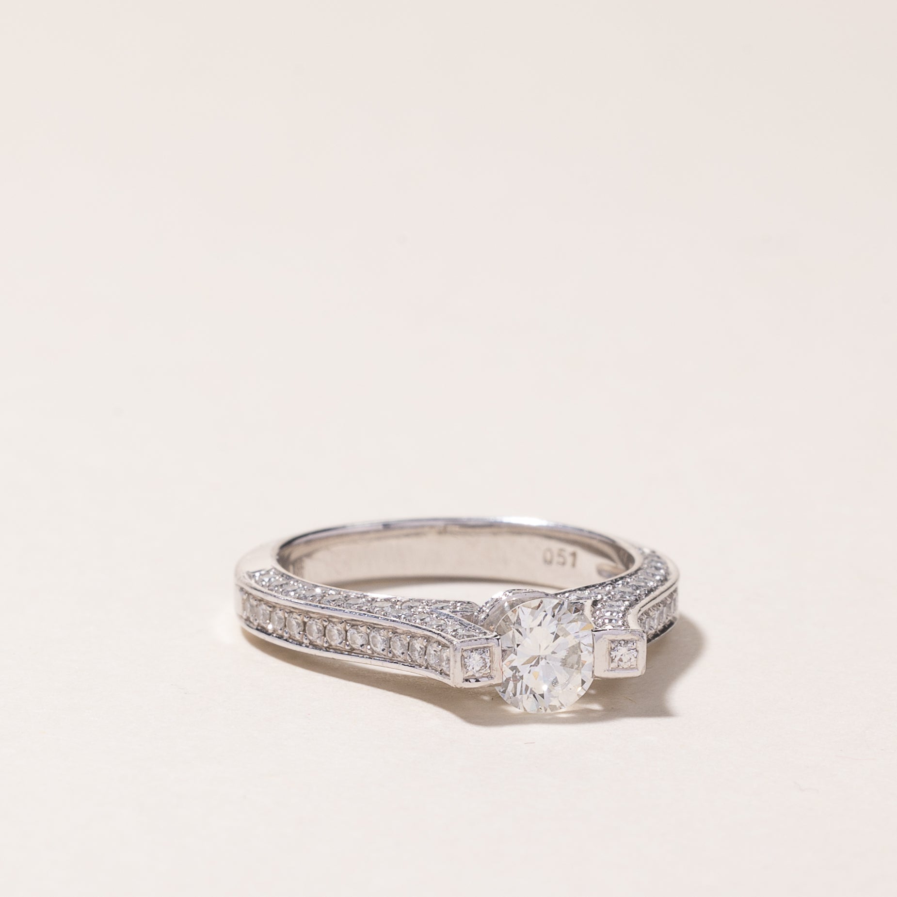Platinum Diamond Engagement Ring 0.98ctw Size 5.25 - Elegant Wedding Proposal Ring for Her, Perfect Anniversary Gift & Bridal Jewelry