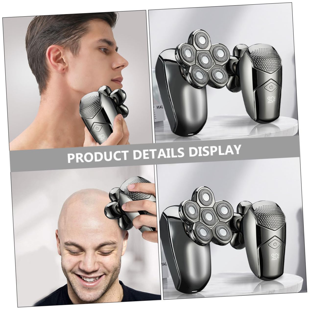 IPetBoom 6-in-1 Electric Shaver for Men - Nose & Beard Trimmer, Body Groomer, Waterproof Razor with 6 Heads, Silver ABS Design - Perfect for Travel, Gym & Daily Grooming