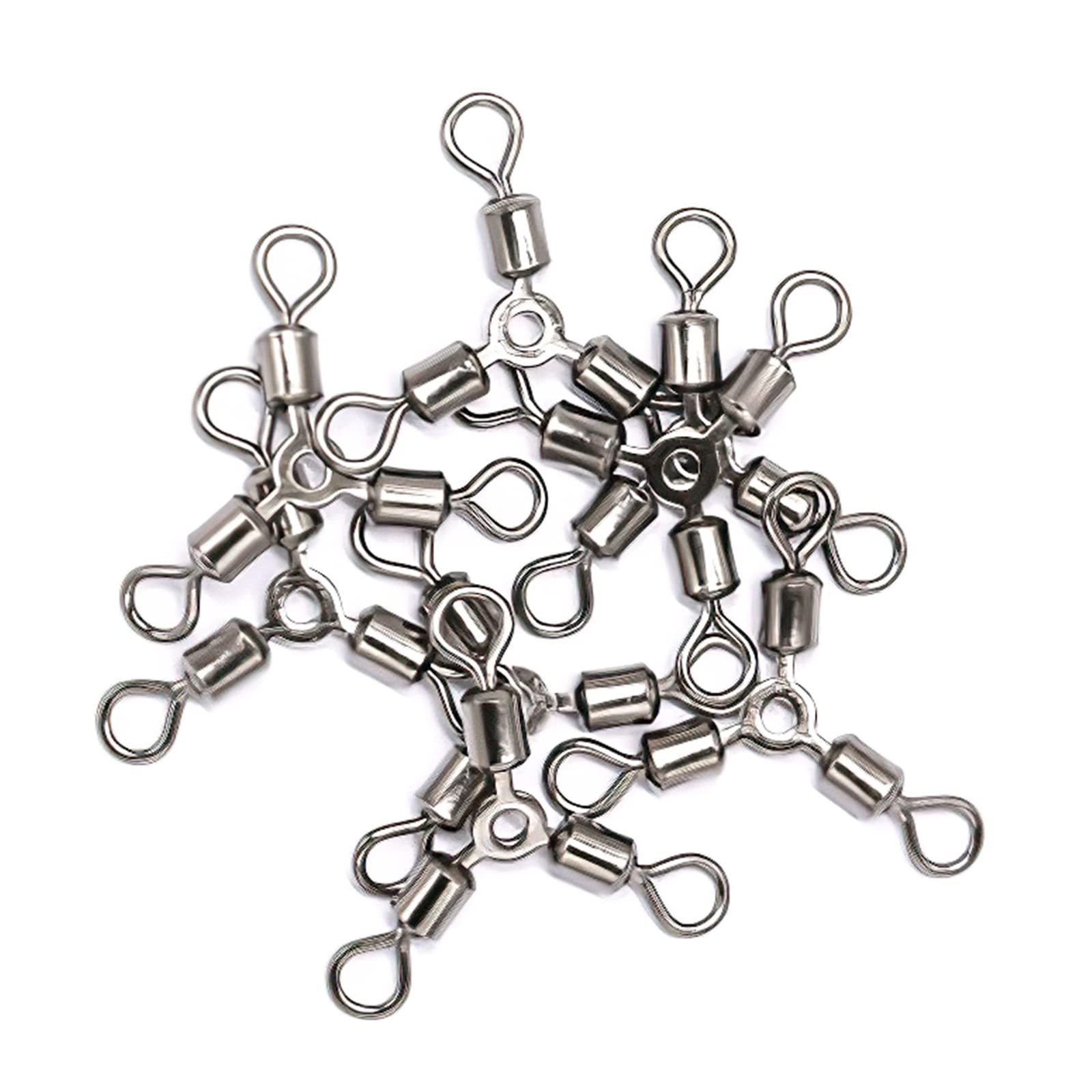 30pcs 3-Way Fishing Swivels - T-Shaped Brass Barrel Fishing Line Connectors with Glow Beads - Triple Fishing Tackle for Saltwater & Freshwater - Perfect for Night Fishing and Deep Sea Angling
