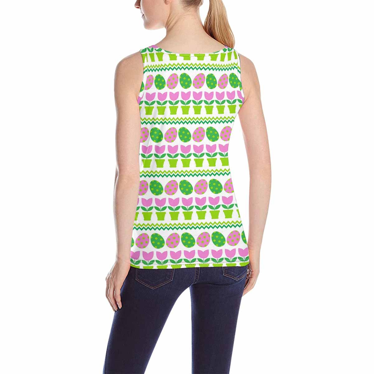 Women's Cute Easter Egg Printed Tank Top - Casual Summer Wear for Easter, Beach & Outdoor Activities