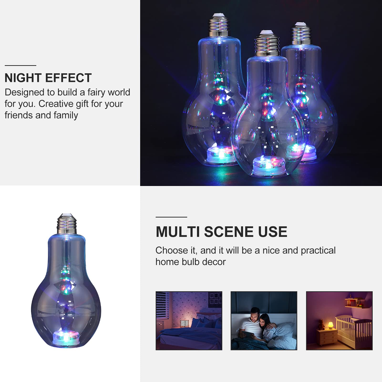Balacoo 1 Set Desktop Fish Tank with LED Light - Mini Glass Vase for Flowers, Decorative Bulb Bottle & Landscape Decor - Perfect for Home Office Desk, Dorm Room, and Gift Giving