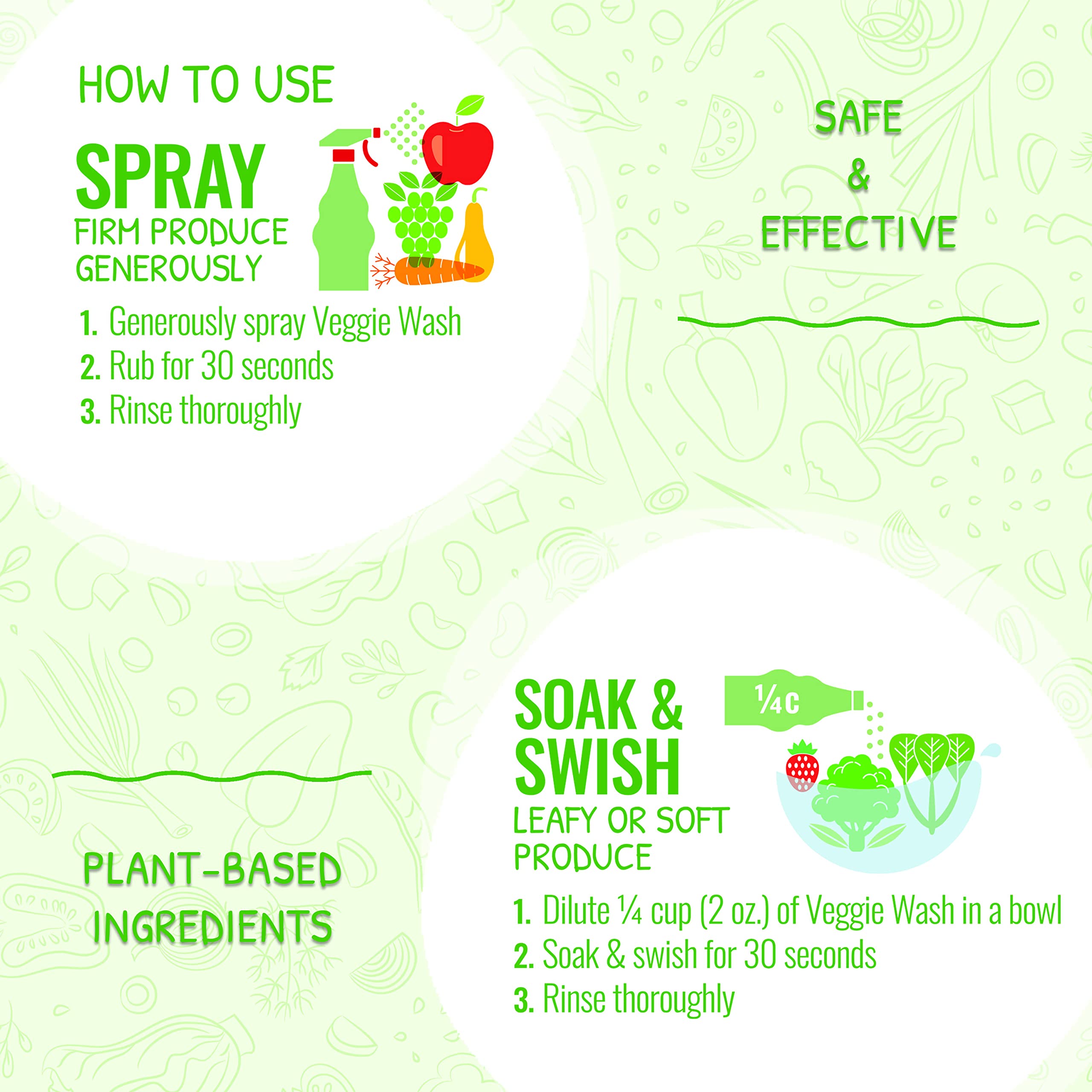 Organic Fruit & Vegetable Wash - 16 oz Natural Produce Cleaner for Fresh, Safe Fruits & Veggies | Perfect for Washing Berries, Leafy Greens & More | USDA Certified, Non-Toxic, Vegan-Friendly