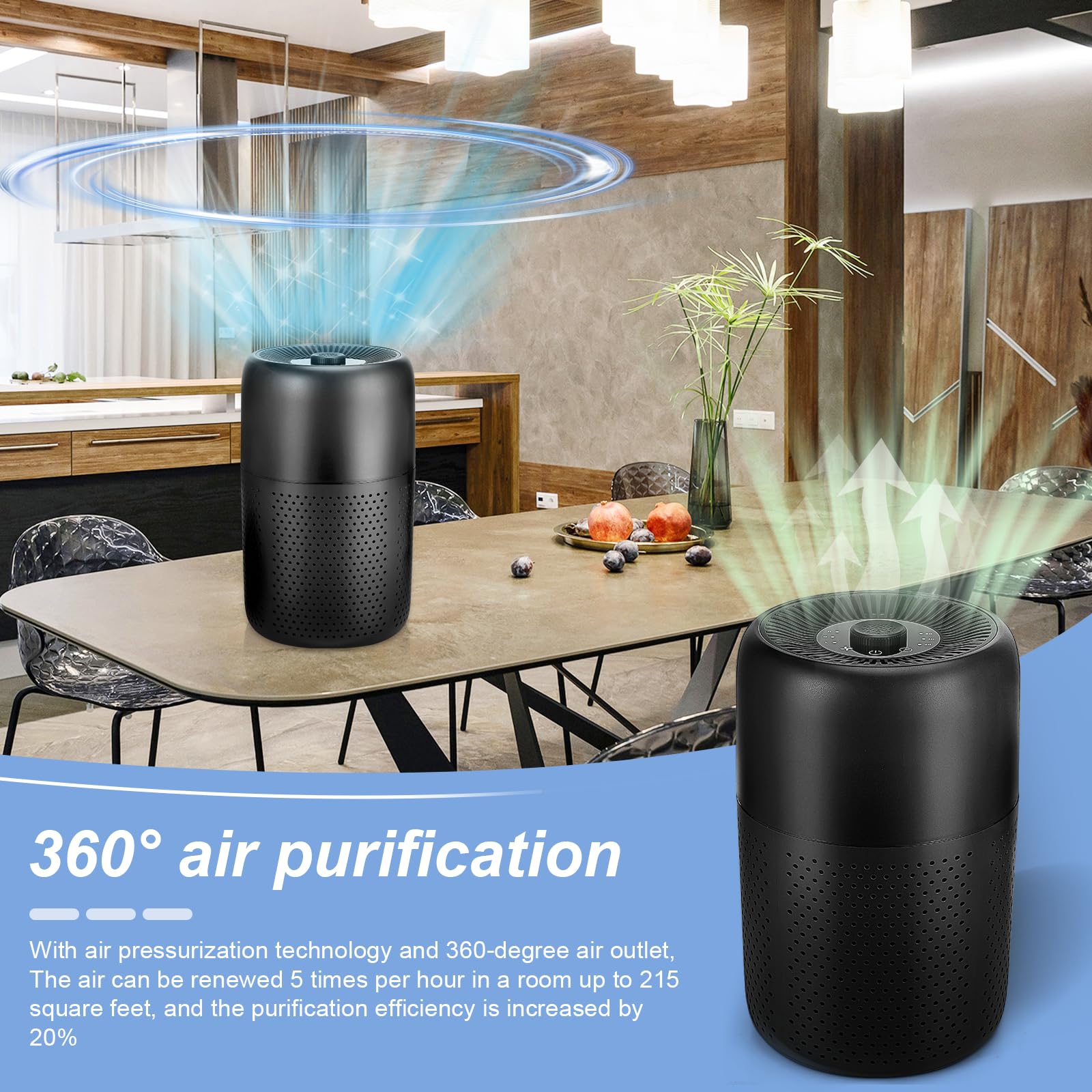 2 Pack TPLMB H13 True HEPA Air Purifiers for Bedroom & Living Room - Quiet 24dB, Night Light, Speed Control, Fragrance for Better Sleep - Perfect for Home, Office, Nursery & Small Spaces (Black)