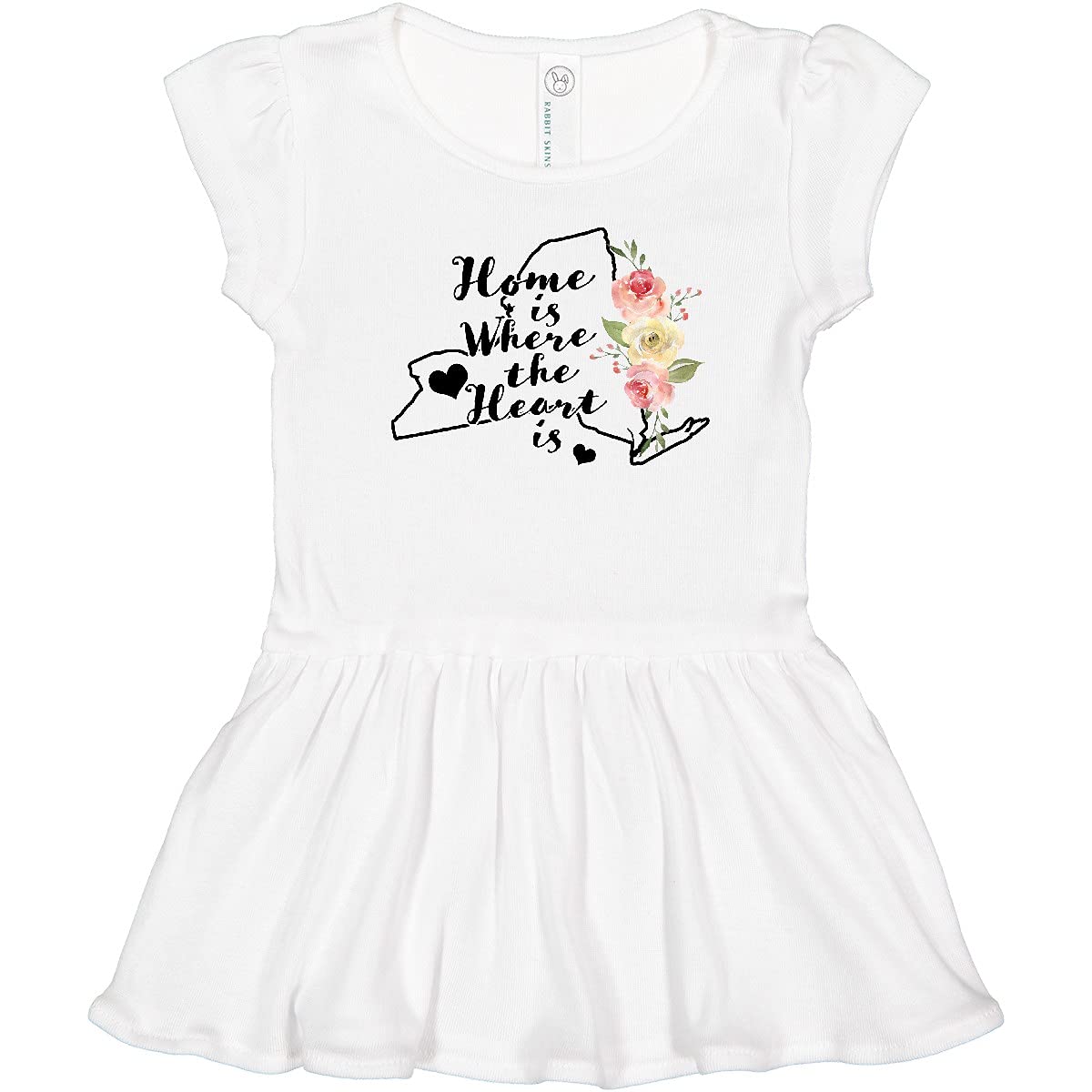Inktastic New York Home is Where The Heart is Watercolor Toddler Dress - Cute Outfit for Girls, Baby Shower Gift, Family Vacation & Photo Shoot Outfits