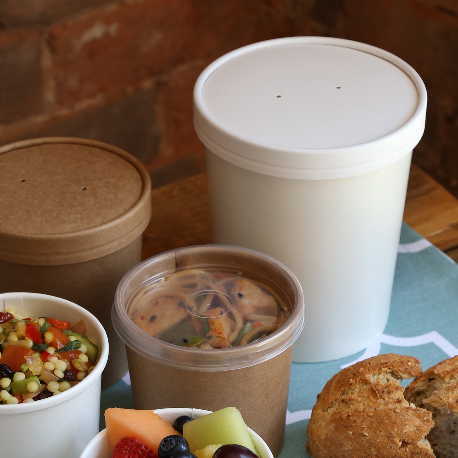 Royal 16oz White Vented Paper Food Container Lids - 500 Pack | Disposable Takeout Lids for Hot & Cold Foods | Perfect for Restaurants, Cafes & Catering Services