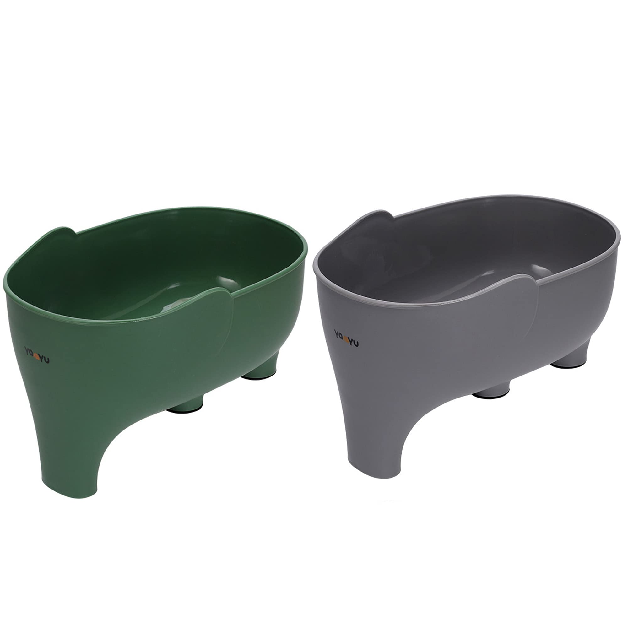 2-Pack Elephant Design Vegetable Washing Basket with Drain Holes - Green & Gray Colander for Fruits, Pasta, Noodles - Perfect for Kitchen, Salad Prep & Dish Draining